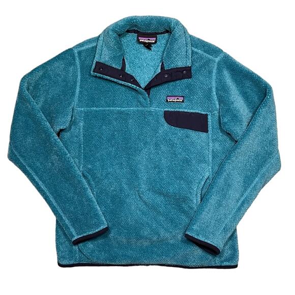 Patagonia Re-Tool Snap-T Deep Teal Fleece Pullover Quarter Button Women Medium - Picture 1 of 6